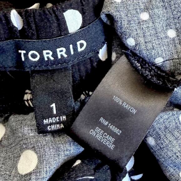 Torrid Polka Dot Faux Wrap Ruffled Maxi Skirt High Low Size 1X 14/16 Black White - Picture 13 of 14